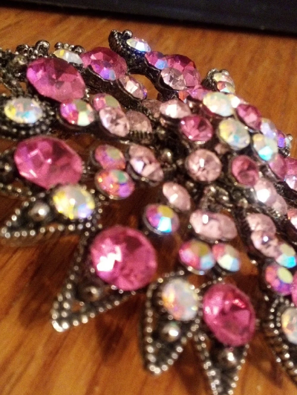 Pink Crystal Burst Brooch